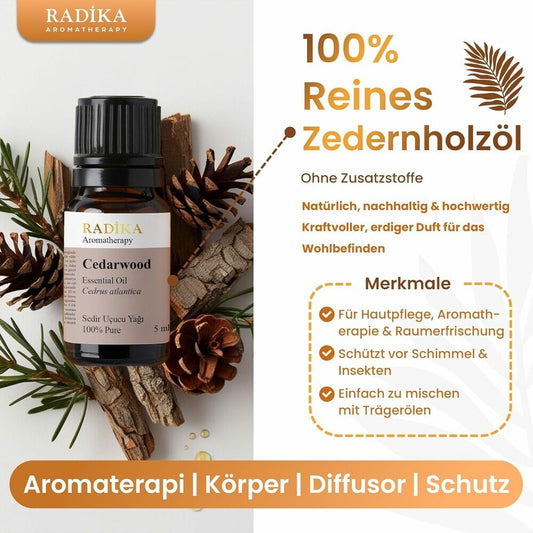 Zedernholzöl, ätherisches Öl, 100% Rein, BIO, natürlich, 10 ml