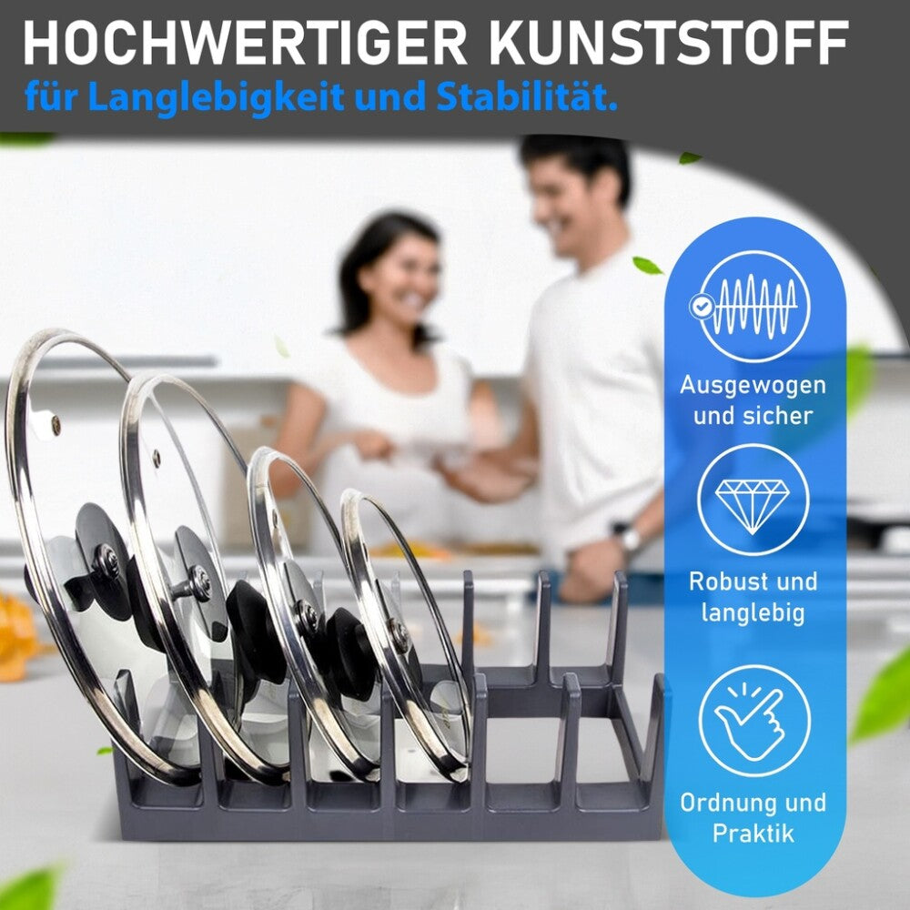 DecoBella 2 Stück Topfdeckelhalter 6 Fächer – platzsparender Küchen Organizer