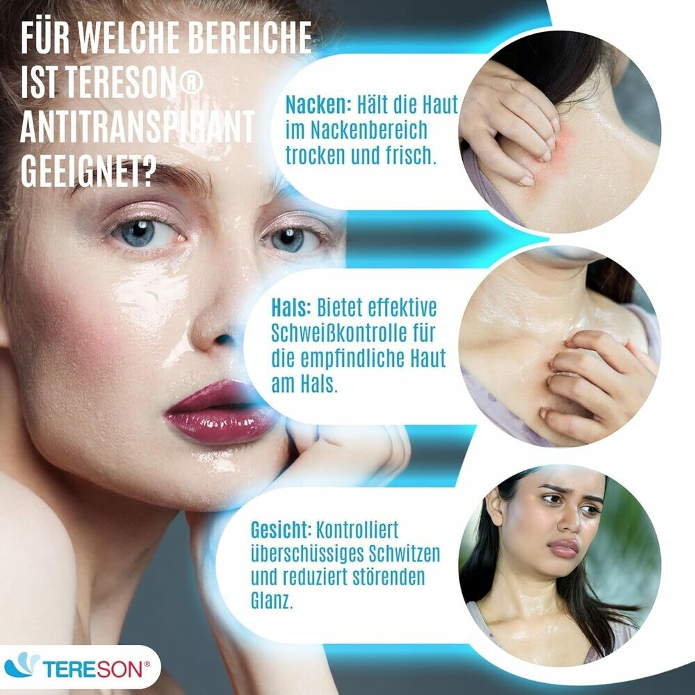 Tereson Antitranspirant Gel, Bei Schwitzen im Gesicht, 50 ml x2