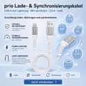 prio Lade- und Synchronisierungskabel USB A auf Lightning Mfi zertifiziert 2m weiß