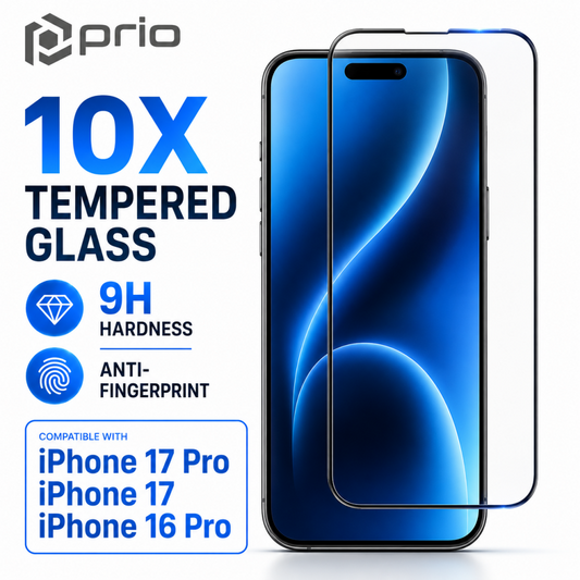 prio 10x Panzerglas für iPhone 17 Pro/17/16 Pro (6,3 Zoll)