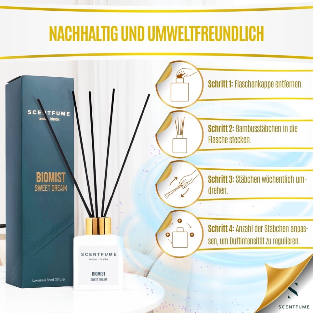SCENTFUME Raumduft mit Duftstäbchen, Birne, Mandarine, Orange, 110 ml