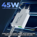prio 45W GaN Power Charger PD PPS (USB C) + QC 3.0 (USB A) weiß