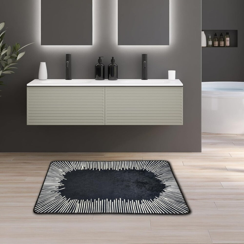 Miqna 2-tlg. rutschfestes Badteppich Set , waschbar (60x100 & 50x60 cm)