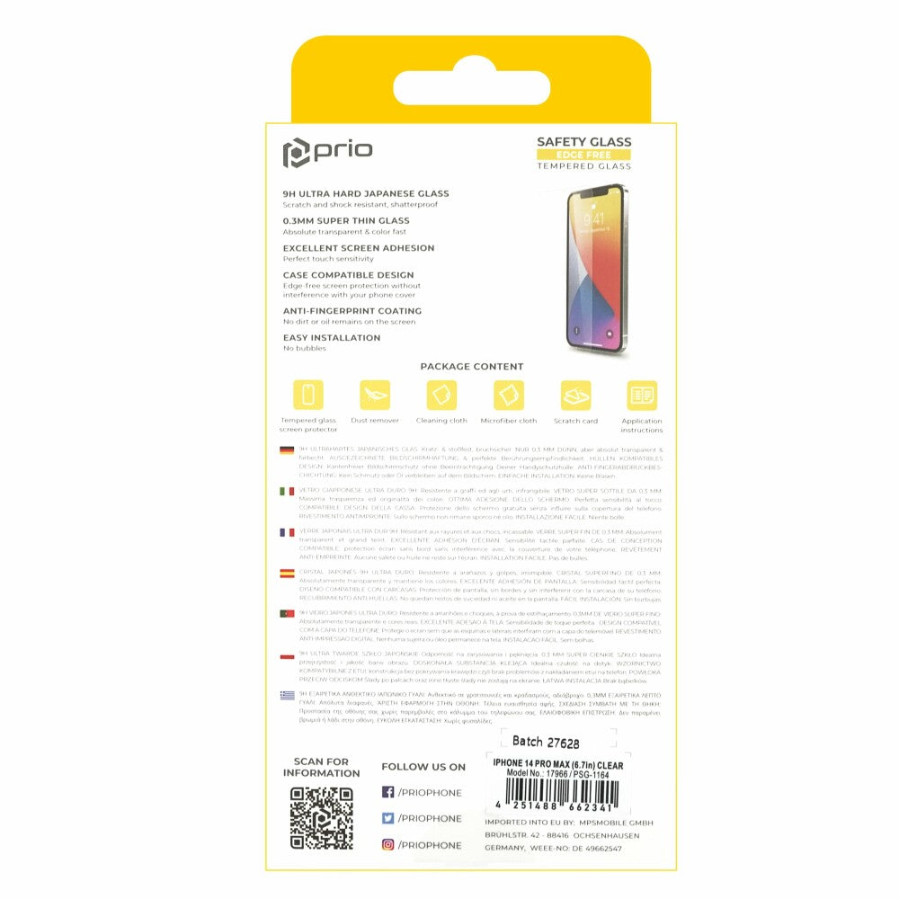 prio screen protector glass for iPhone 14 Pro Max transparent