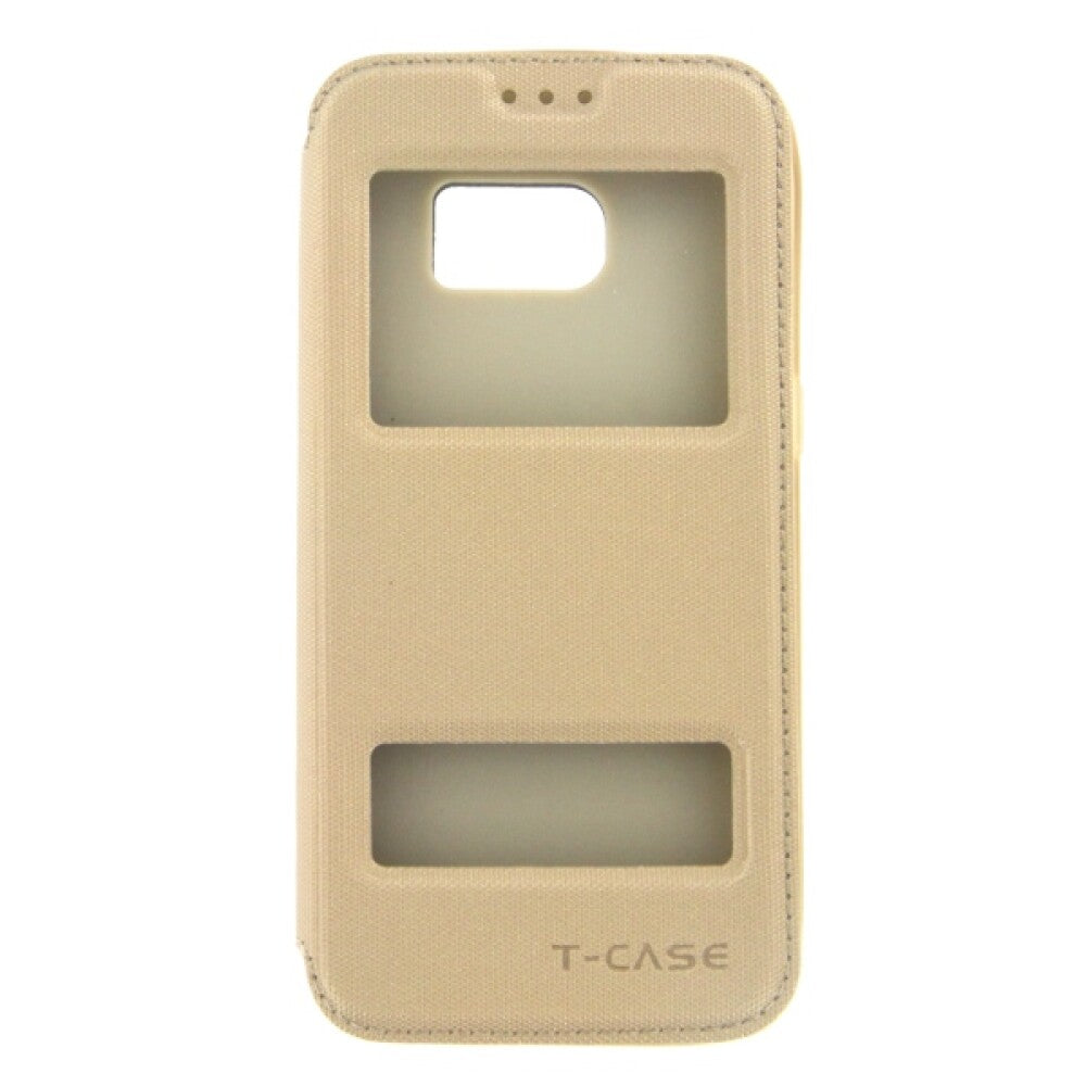 T-CASE Lux Magnet Flip Schutzhülle / Handytasche für Samsung Galaxy S7 gold