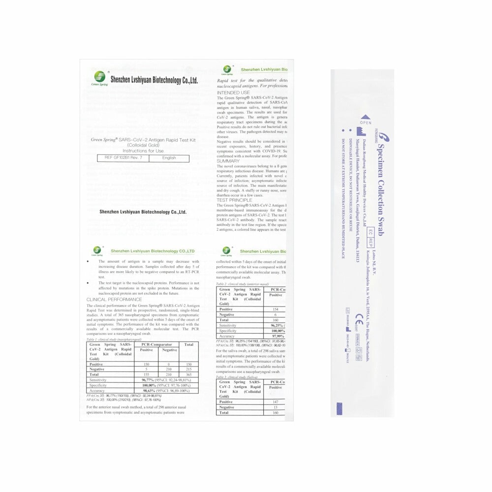 25x Green Spring Covid-19 Antigen Schnelltest Kit 4in1 (Professionell) AT417/20