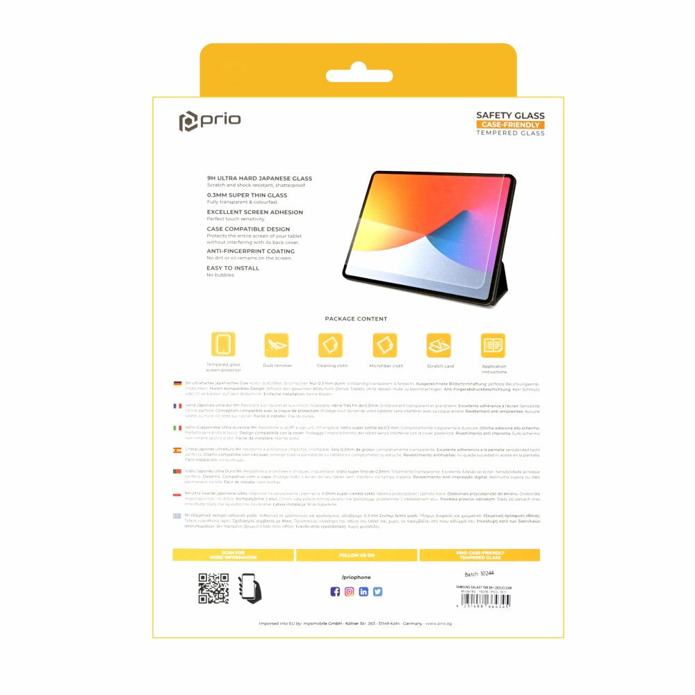 prio screen protector glass for Samsung Tab S8+ (2022) transparent