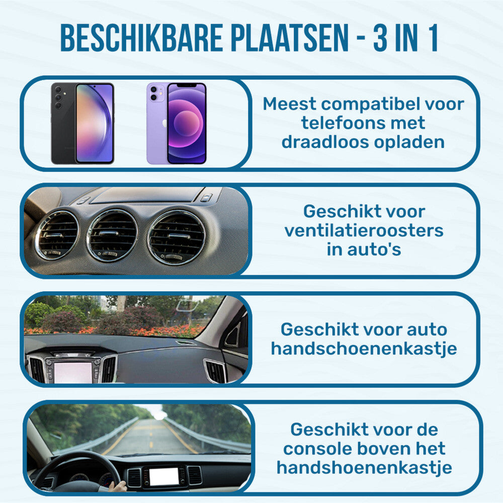 UFUZON 3in1 Kabelloser Telefonhalter mit Autoladegerät
