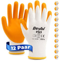 12 Paar Arbeitshandschuhe, Polyester, Gelb und Weiß