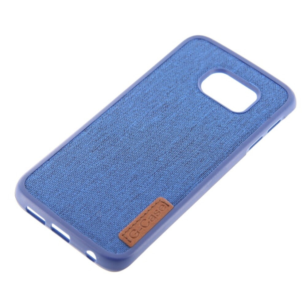 Silicone Case / Gehäuse / Tasche mit Textile für Samsung S6 Edge - Blau