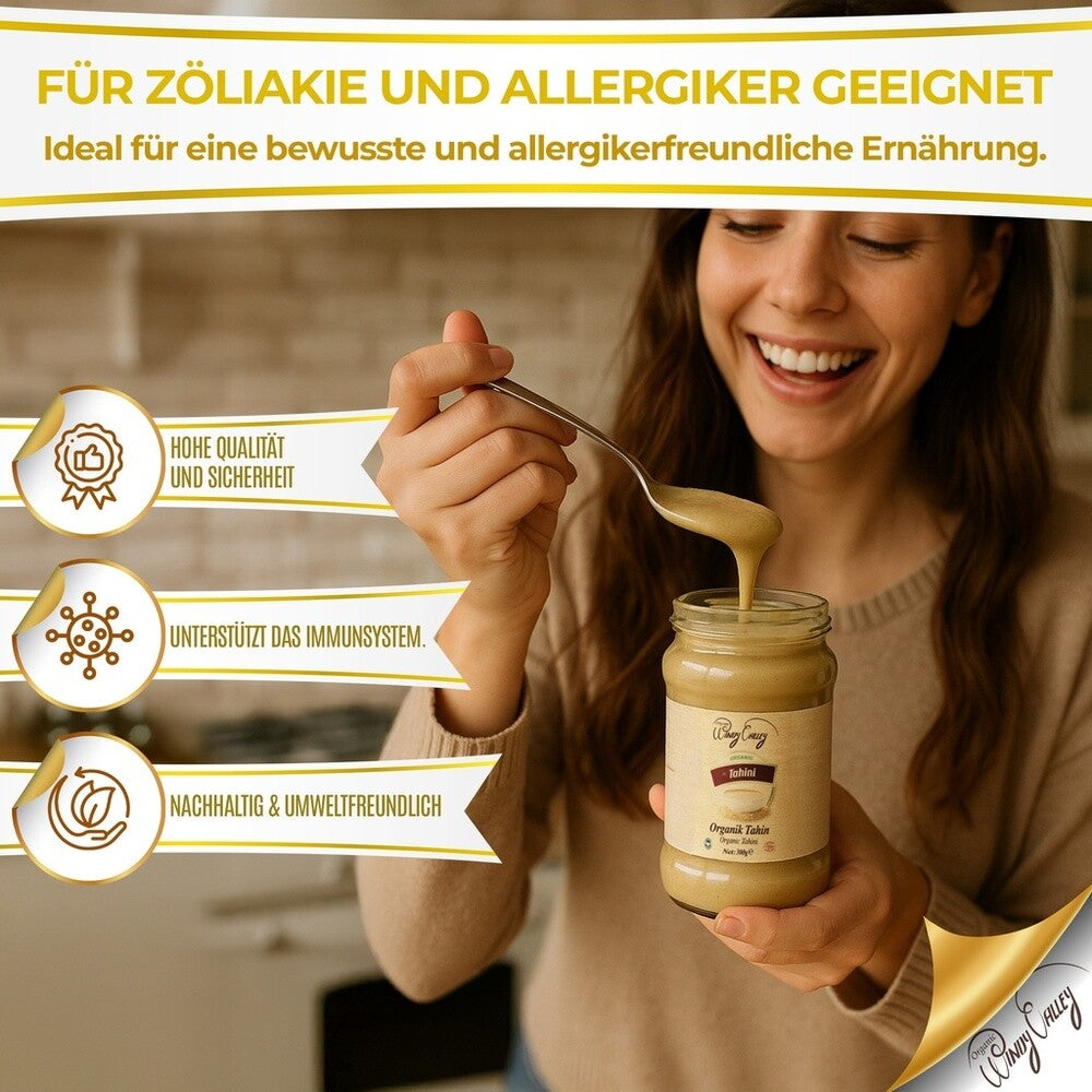 100% Natur Tahini Bio Sesampaste – ECOCERT Zertifiziert, 300g | Vegan & Gesund