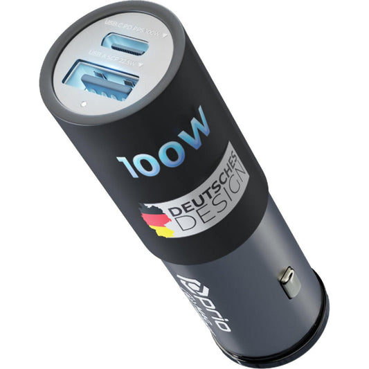 prio Fast Charge Autoladegerät 100W PD (USB C) + 22,5W (USB A) schwarz