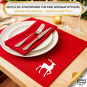 Tischsets Weihnachten, 4er Set Rot Gold Rentier-Stickerei, Abwaschbar 45x35 cm