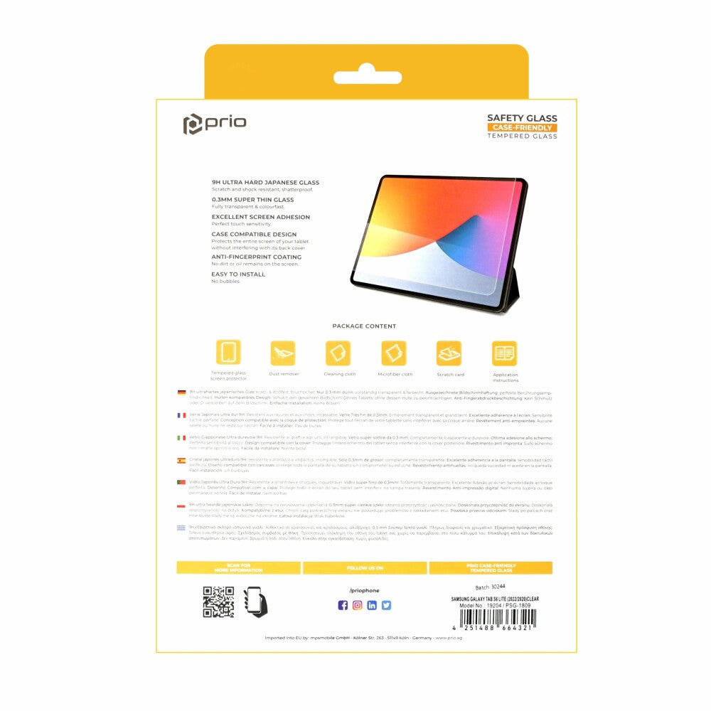 prio screen protector glass for Samsung Tab S6 Lite (2022/2020) transparent