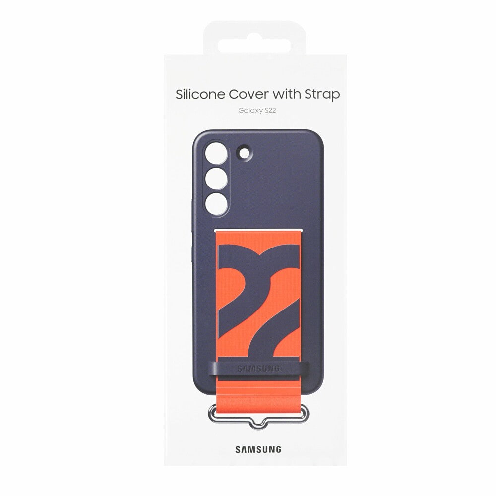 Samsung Silicone Case with Strap Galaxy S22 navy blue EF-GS901TNEGWW