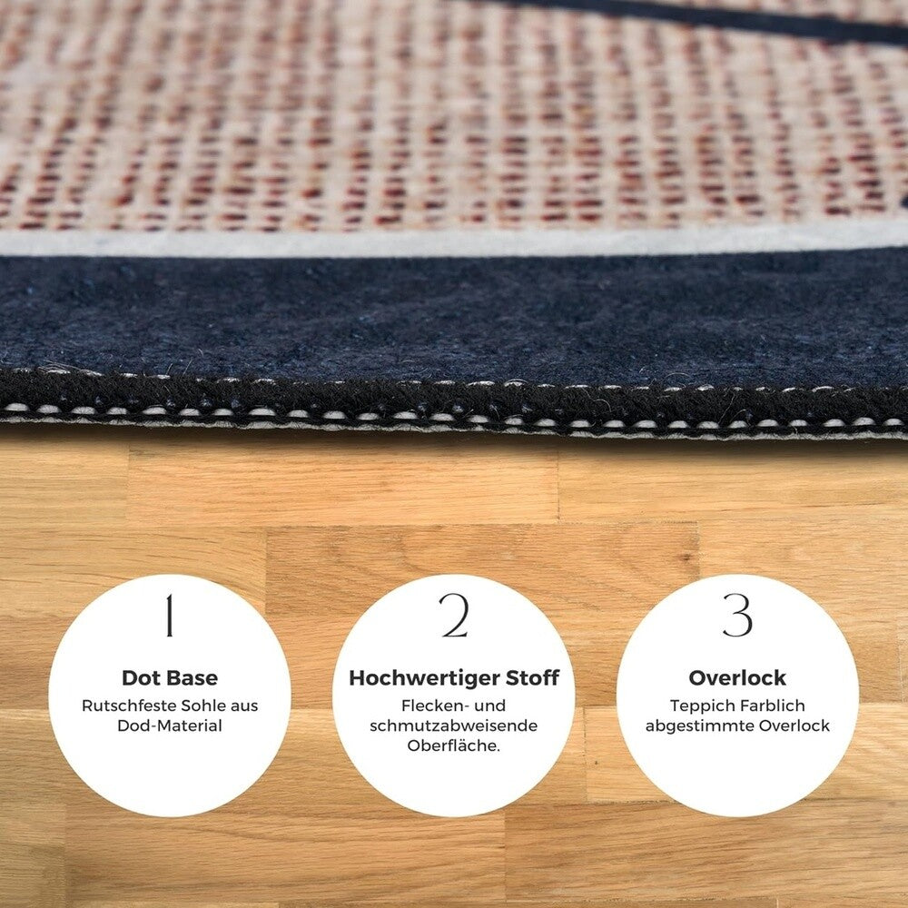 Miqna 2-tlg. rutschfestes Badteppich Set , waschbar (60x100 & 50x60 cm)