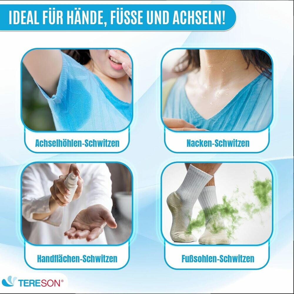 Tereson Antitranspirant Spray 50 ml, stark gegen Schwitzen an Achseln und Händen x2