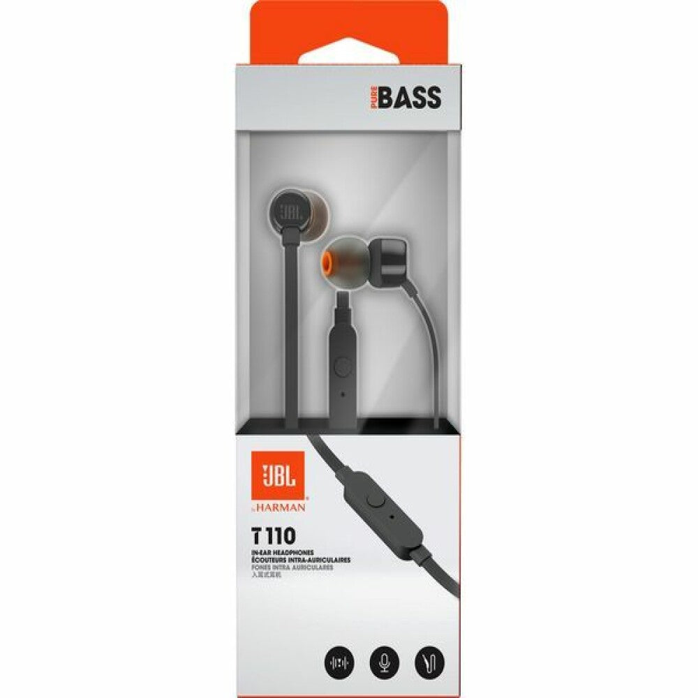 JBL T110 in-ear headphones with microphone black