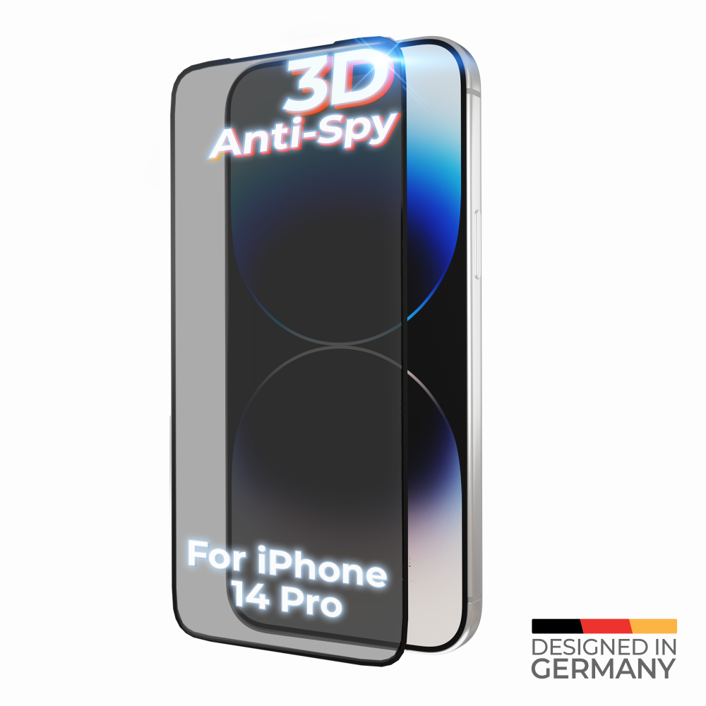 prio 3D Anti-Spy Displayschutzglas für iPhone 14 Pro schwarz