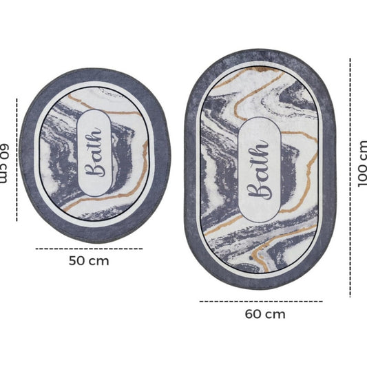 Miqna 2-tlg. rutschfestes Badteppich Set , waschbar (60x100 & 50x60 cm)