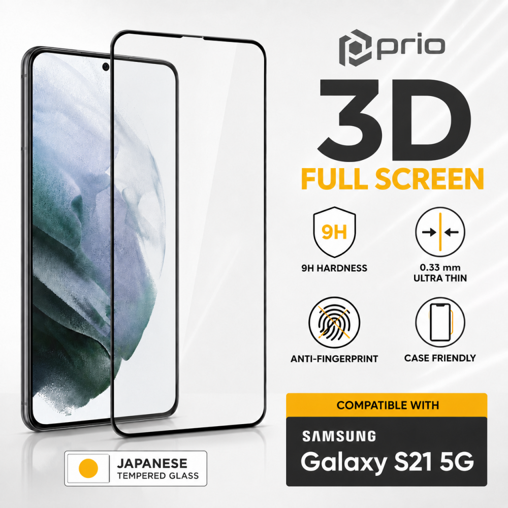 prio 3D Displayschutzglas für Samsung S21 schwarz