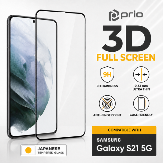 prio 3D Displayschutzglas für Samsung S21 schwarz