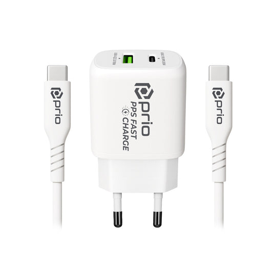 prio charging and set (30W charger + USB C - USB C cable) white