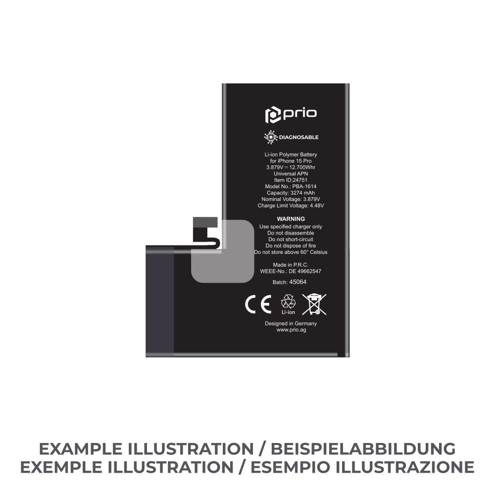 prio Diagnosefähiger Akku für iPhone 15 Pro