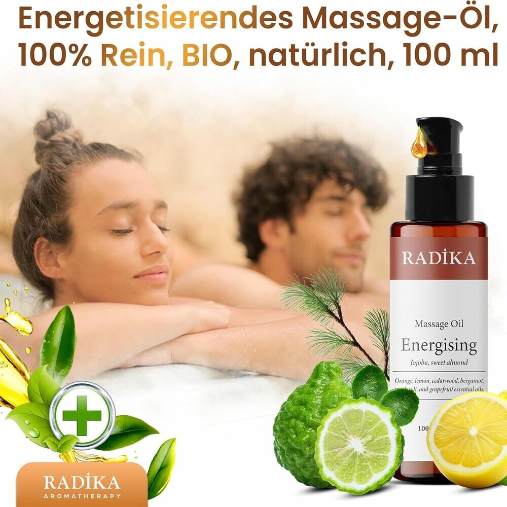 Massageöl, Energetisierendes Massage-Öl, 100% Rein, BIO, natürlich, 100 ml