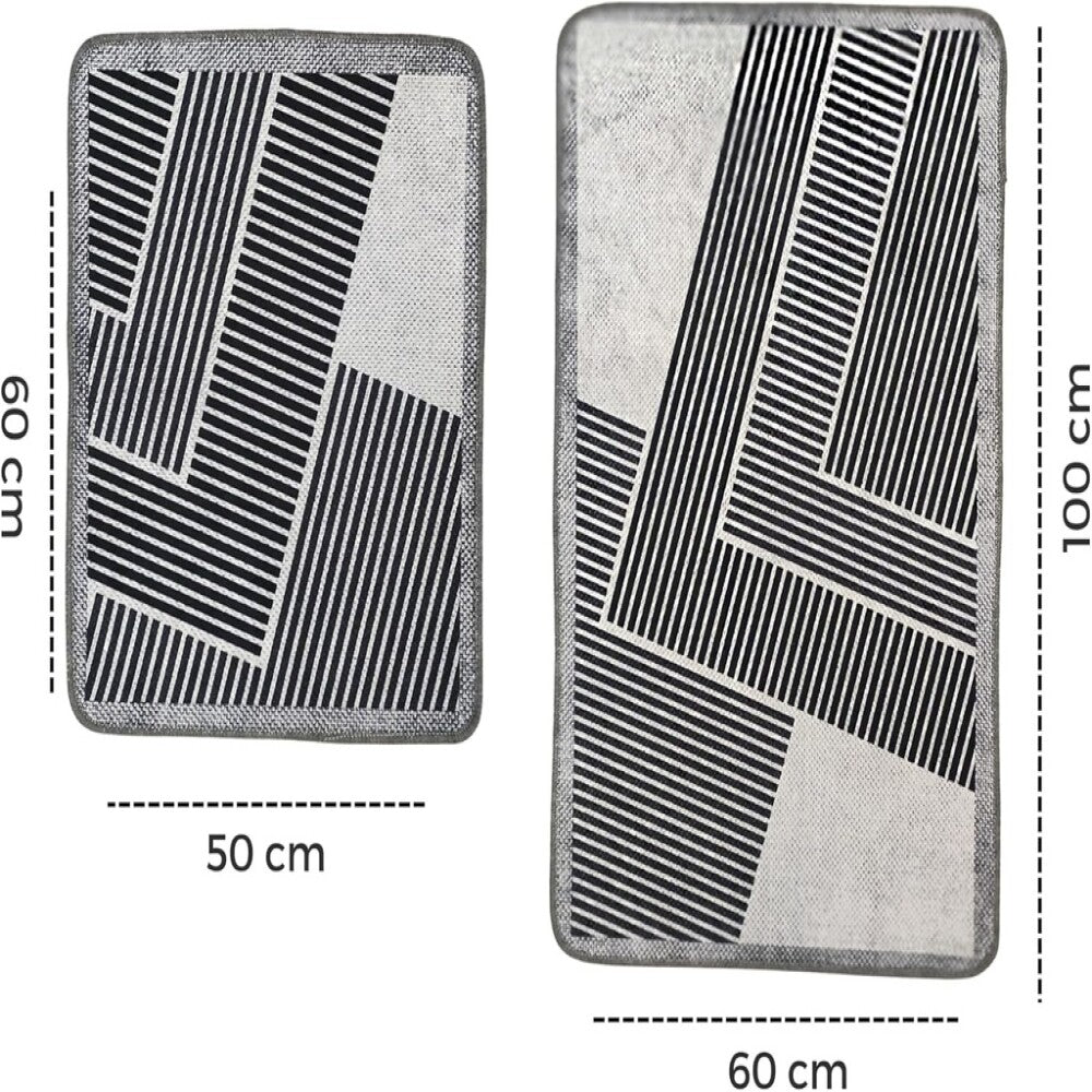 Miqna 2-tlg. rutschfestes Badteppich Set , waschbar (60x100 & 50x60 cm)