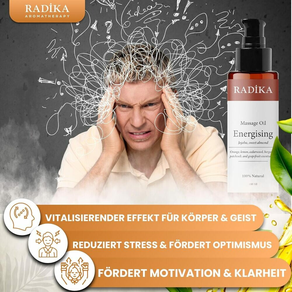 Massageöl, Energetisierendes Massage-Öl, 100% Rein, BIO, natürlich, 100 ml