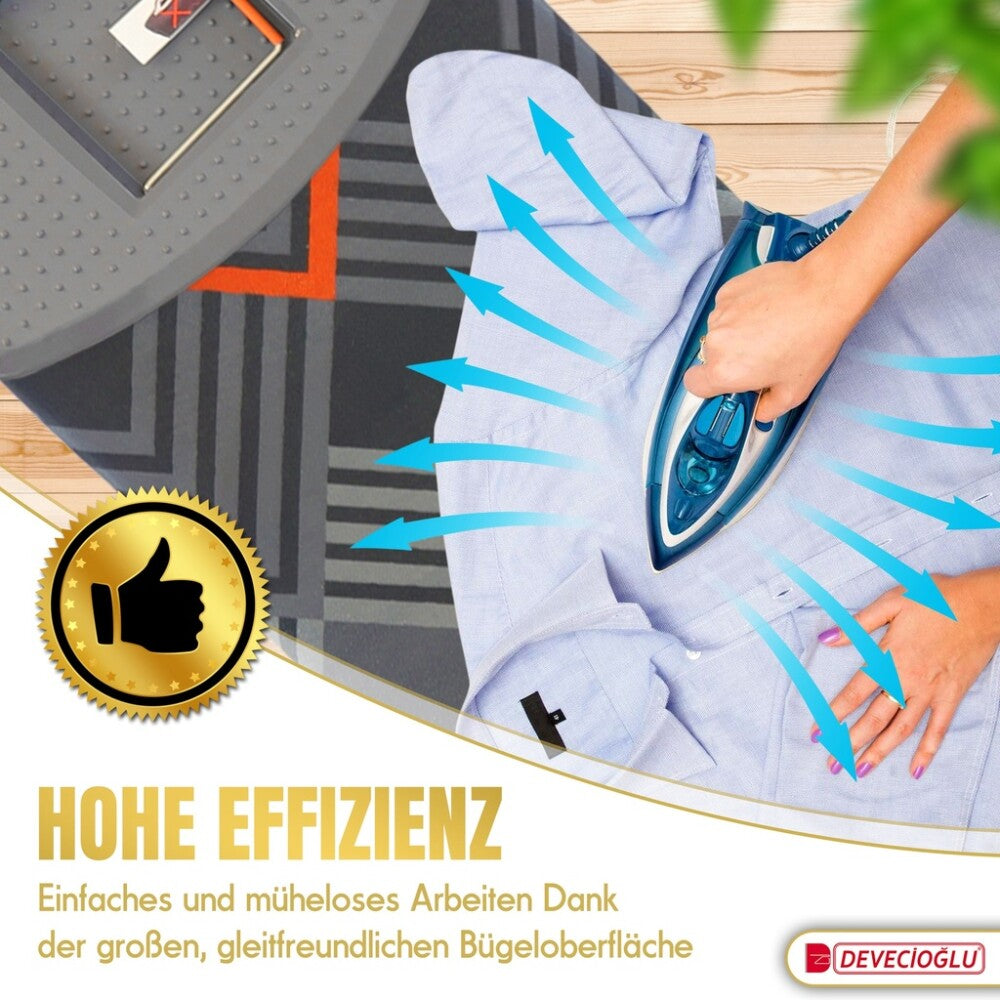 Bügelbrett, Bügeleisen Ablage, Bügelbrettbezug 43x150cm, Höhe 60-90cm, Grau