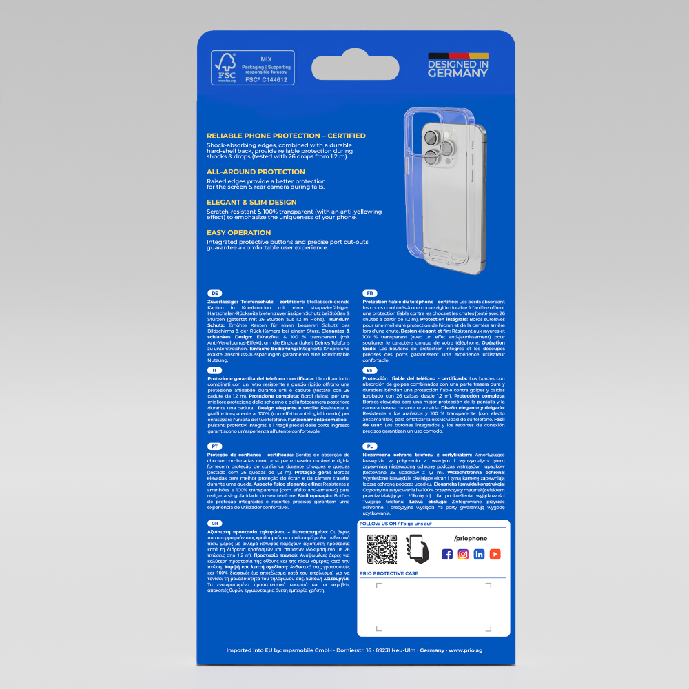 prio Schutzhülle für iPhone 17e transparent
