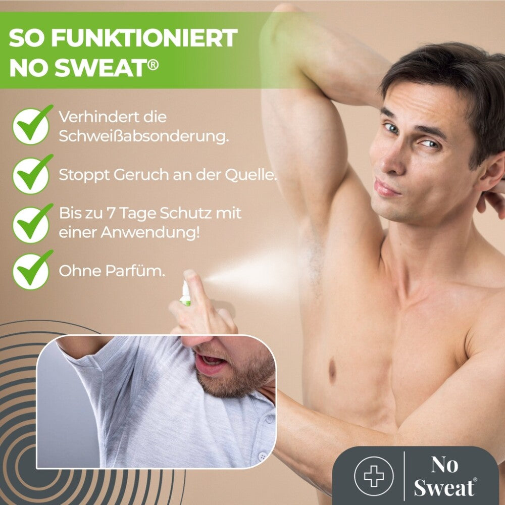 No Sweat Antitranspirant Spray 50 ml – Extra Stark, 7 Tage Schutz gegen Schwitzen x2