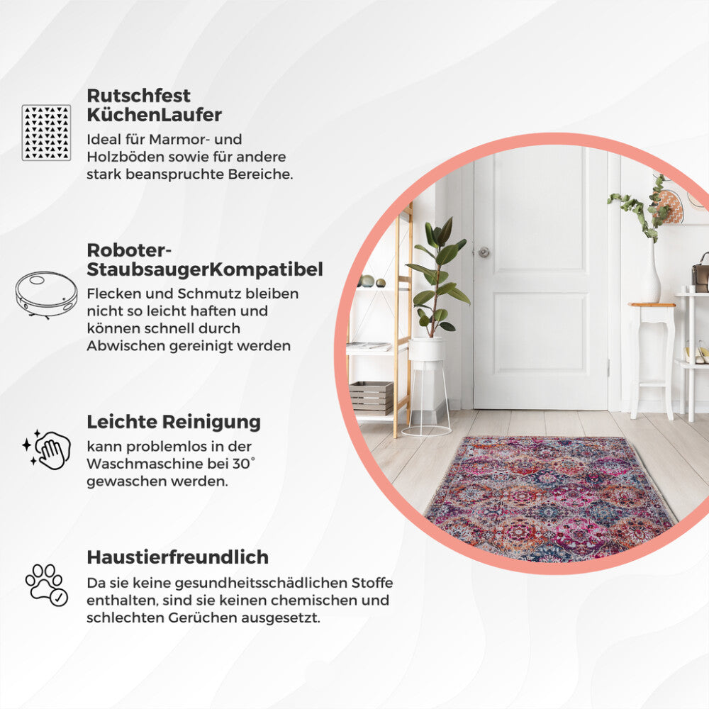 Miqna Moderner Küchenteppich Gel Läufer Rutschfest Rechteckig 60x150cm Hauptbild