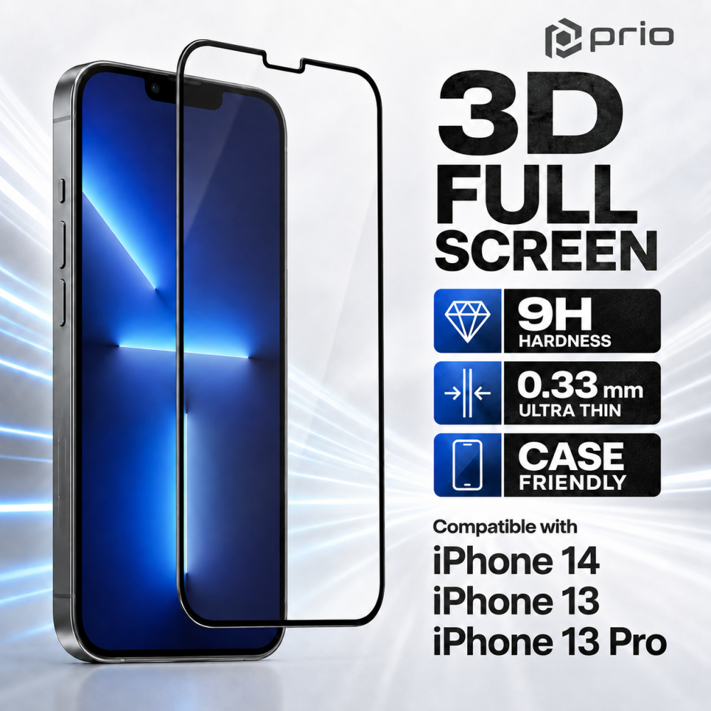 prio 3D Displayschutzglas für iPhone 14 /13/13 Pro schwarz
