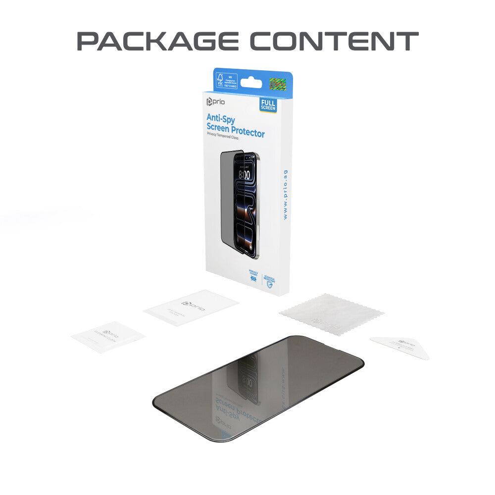 prio 3D Anti-Spionage-Schutzglas für iPhone 18 Pro Max, schwarz