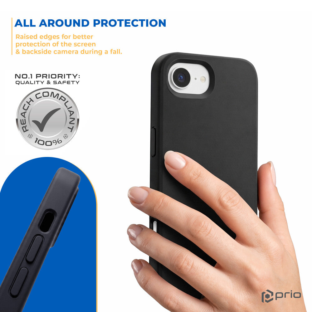 prio Liquid Silicone Case MAG für iPhone 16E (SE 2025) schwarz