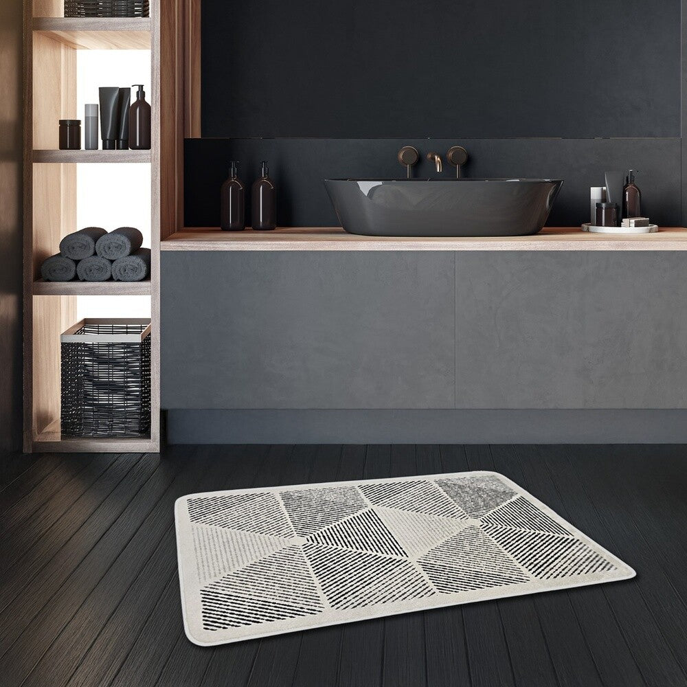 Miqna 2-tlg. rutschfestes Badteppich Set , waschbar (60x100 & 50x60 cm)