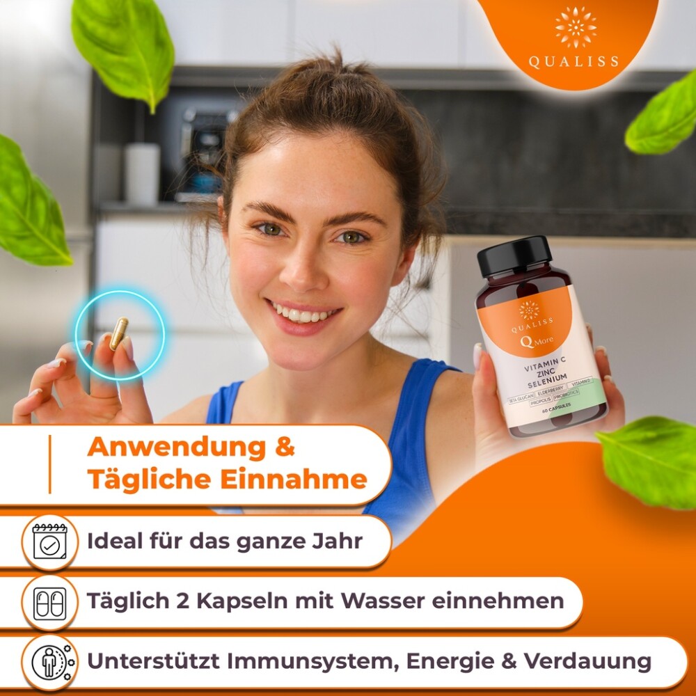 Qualiss® 3 Stück Vitamin C | Immunsystem stärken Erwachsene | Insgesamt 180 Kapseln