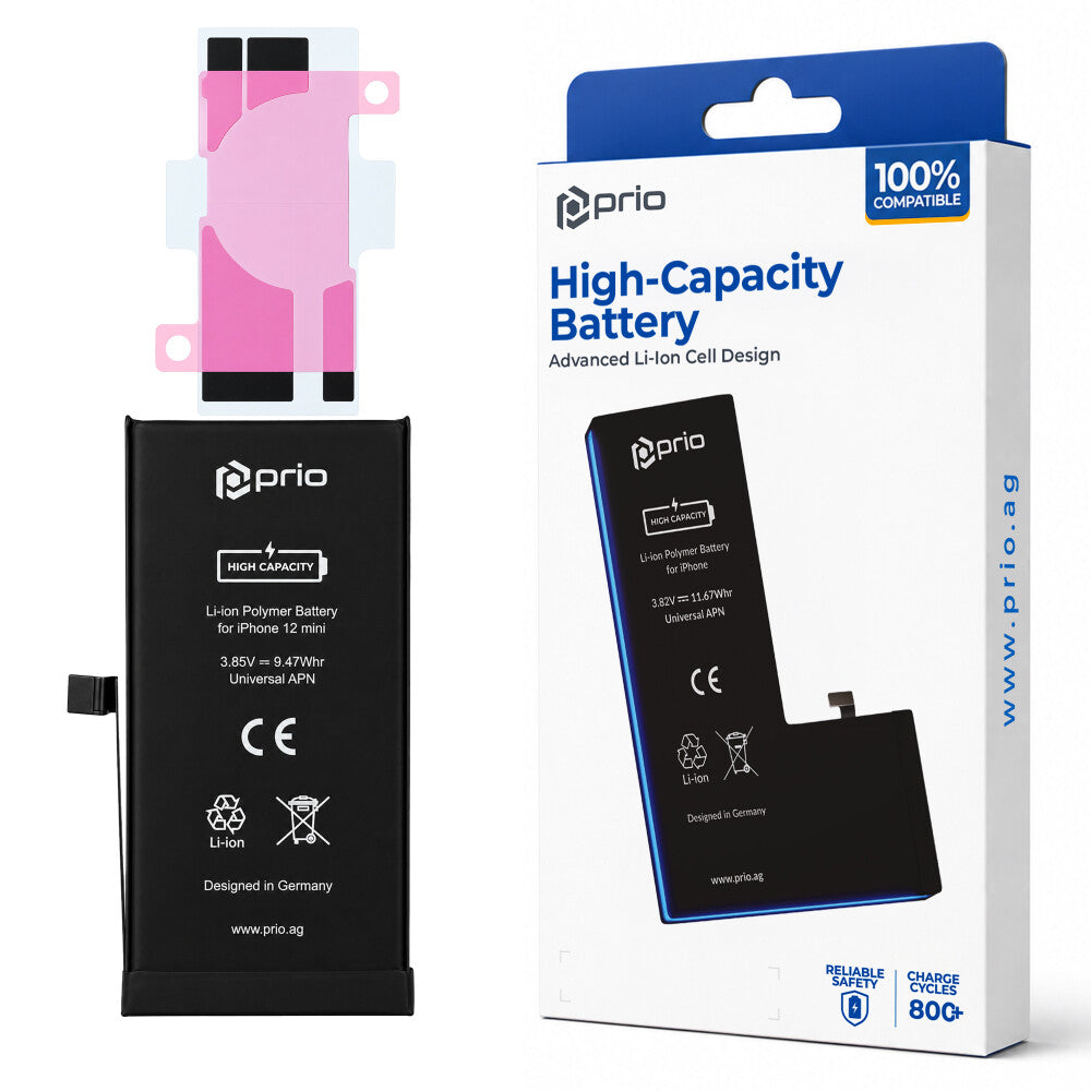 prio Hochleistungsakku für iPhone 12 mini (2460 mAh) - Universal APN -