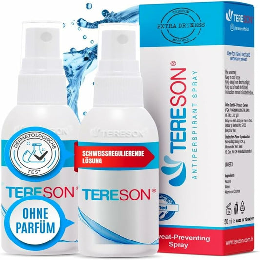 Tereson Antitranspirant Spray 50 ml, stark gegen Schwitzen an Achseln und Händen x2