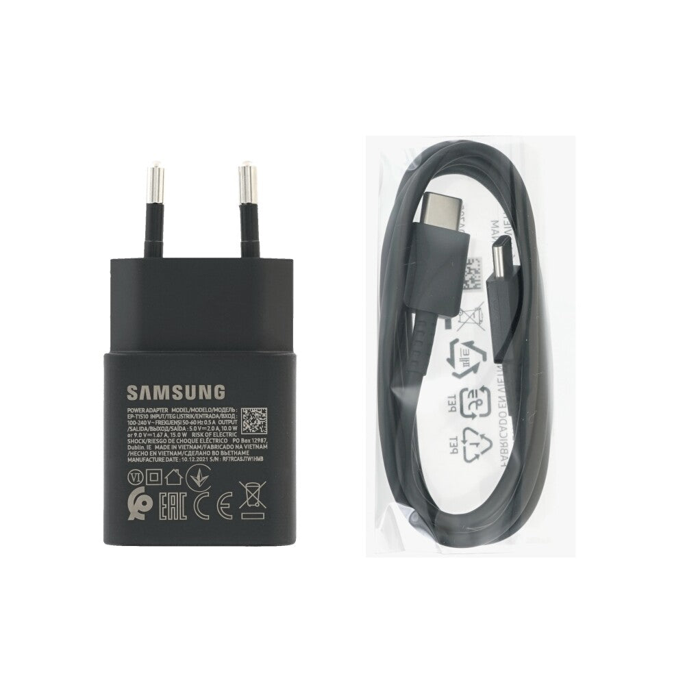 Original Samsung 15W Schnellladegerät für USB-C Netzteil Schwarz EP-T1510XBEGEU