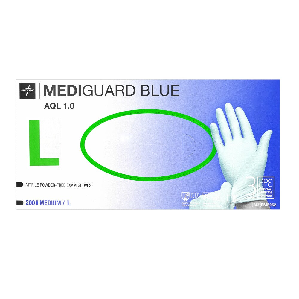 Mediguard Nitrile Gloves, powder-free, 200 pcs, size L, blue