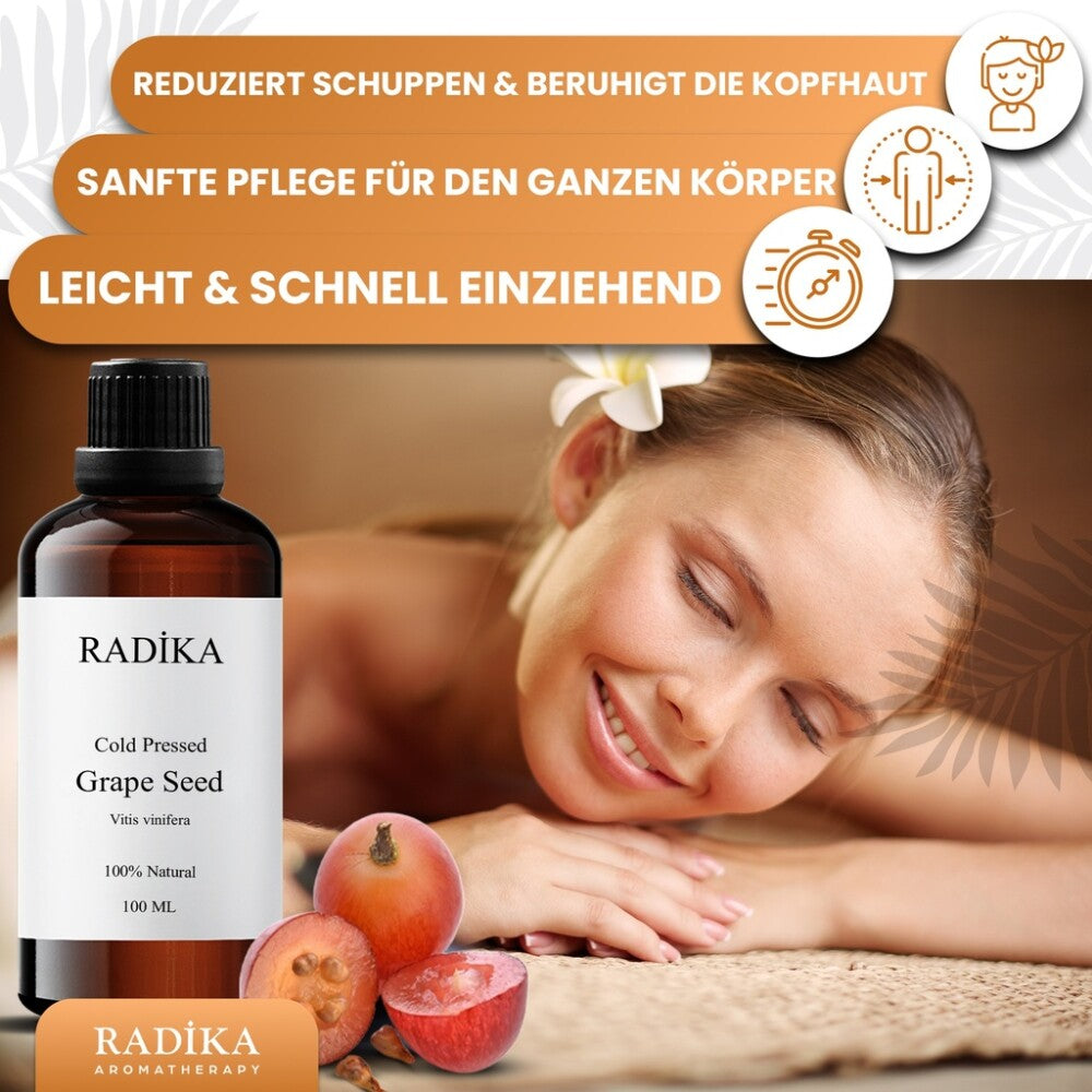 Traubenkernöl, Kaltgepresst, 100% Rein, BIO, natürlich, 100 ml