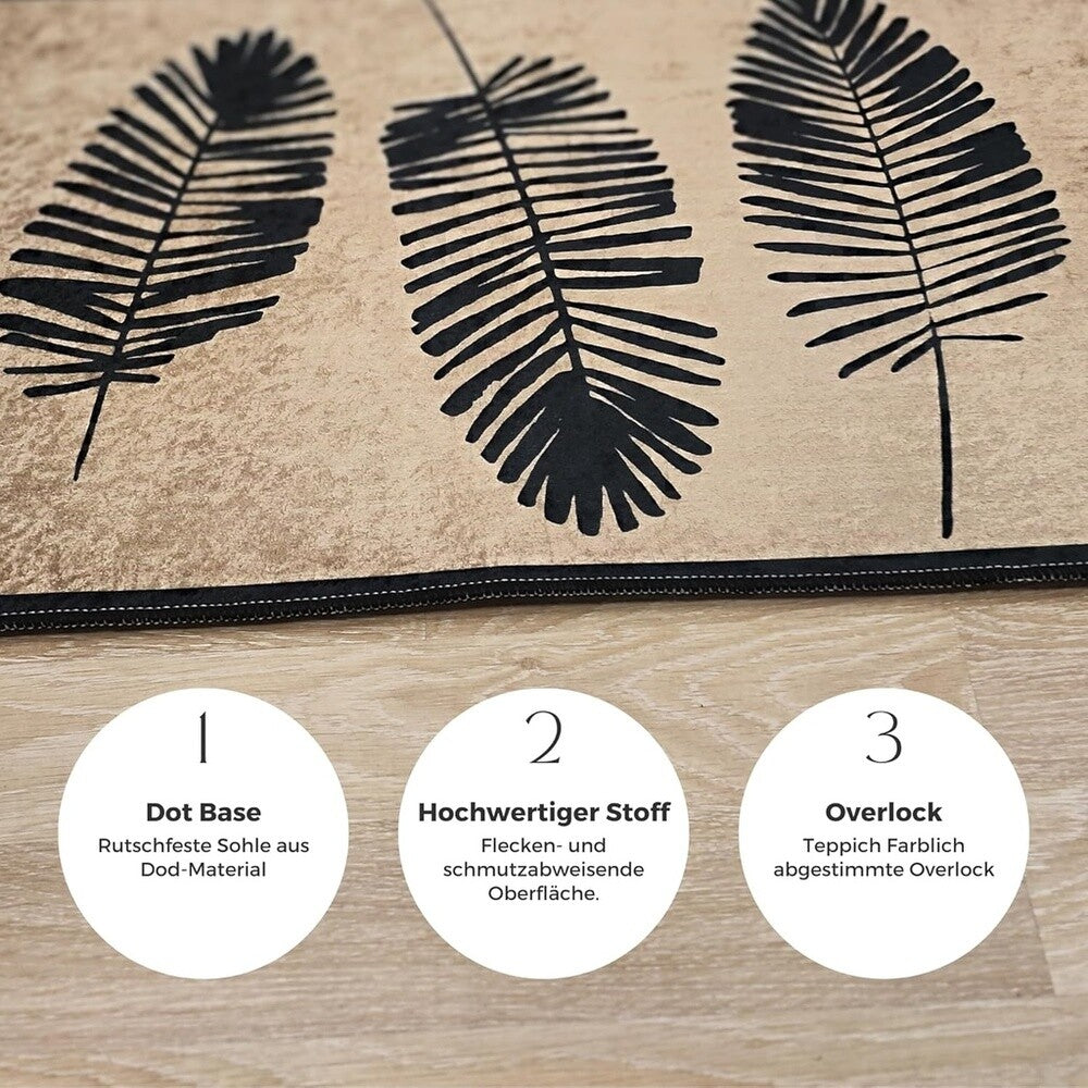 Miqna 2-tlg. rutschfestes Badteppich Set , waschbar (60x100 & 50x60 cm)