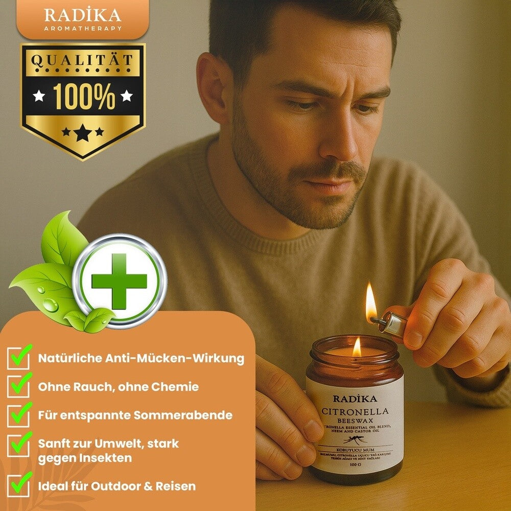 Mosquito Repellent Candle, Anti Mücken Kerze, 100% Rein, BIO, natürlich, 100 gr