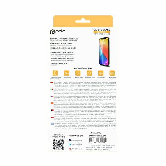 prio Displayschutzglas für Samsung S23+ transparent