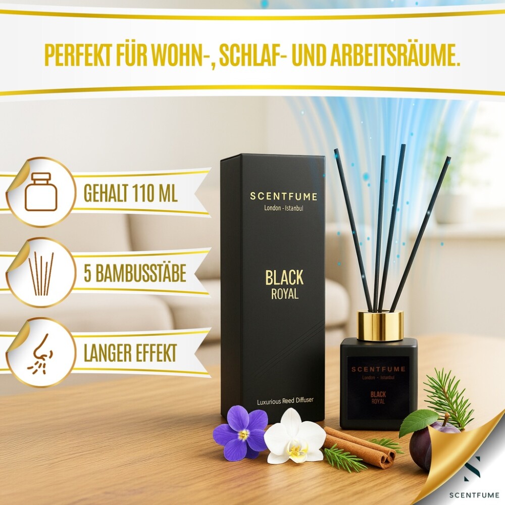 Scentfume Schwarzer Rattanstäbchen-Diffusor